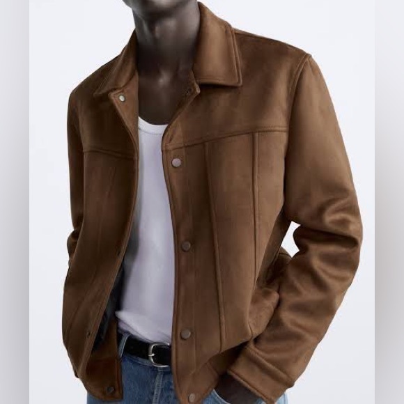 ZARA Faux Suede Jacket Men Sm - Picture 6 of 10